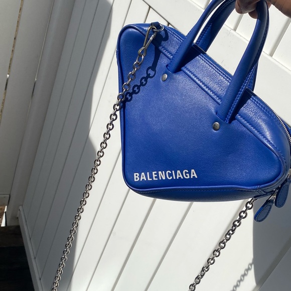 balenciaga triangle bag blue